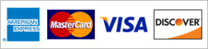 Visa, Mastercard, American Express, and Discover Cards Welcome